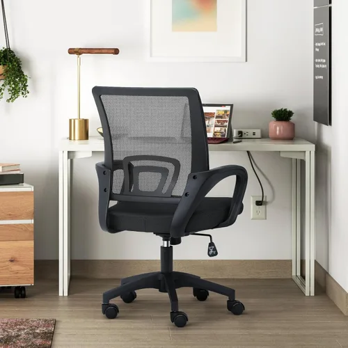 Miniatura 10 de Silla de oficina ergonómica, silla de escritorio de malla con soporte lumbar y asiento ancho (capacidad de 300 libras) altura ajustable, ruedas Negro
