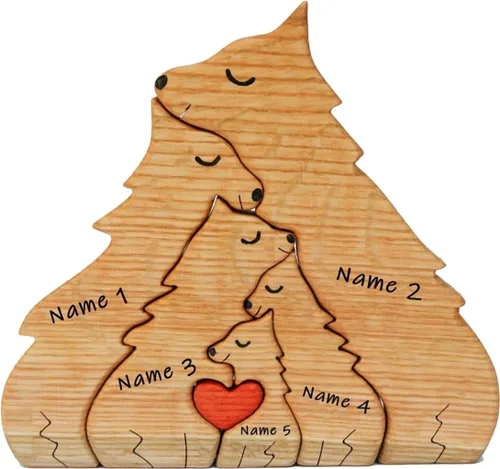 Miniatura 9 de Figura familiar de animales de madera personalizada con 1-8 nombres, bloques de nombres personalizados de animales para abrazar, regalos de recuerdo