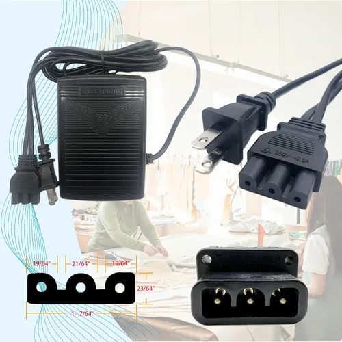 Miniatura 2 de Pedal y cable de alimentación para máquina de coser Singer, compatible con Singer 359102-001 2263 4423 e99670 8280 44s 4452 2277 4411 3116 3337 1304