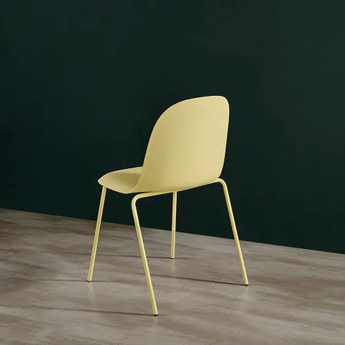 Miniatura 5 de Juego de 4 sillas de comedor negras, sillas de cocina apilables de plástico, silla clásica para interiores y exteriores con patas de metal