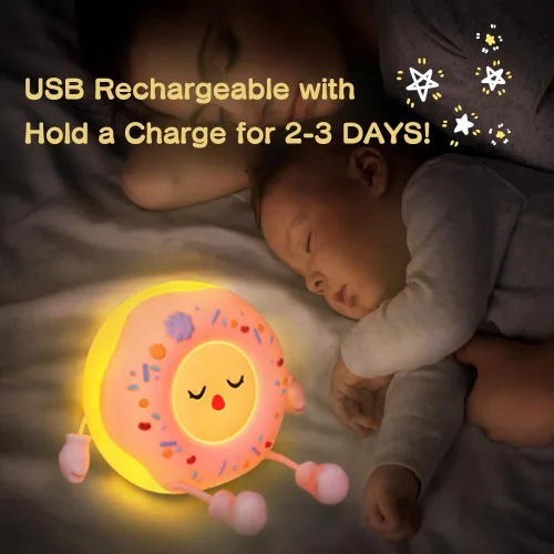 Miniatura 2 de Lámpara de dona - Regalo de luz nocturna LED de silicona para niños y niñas, luz nocturna linda recargable para decoración de habitación de niños
