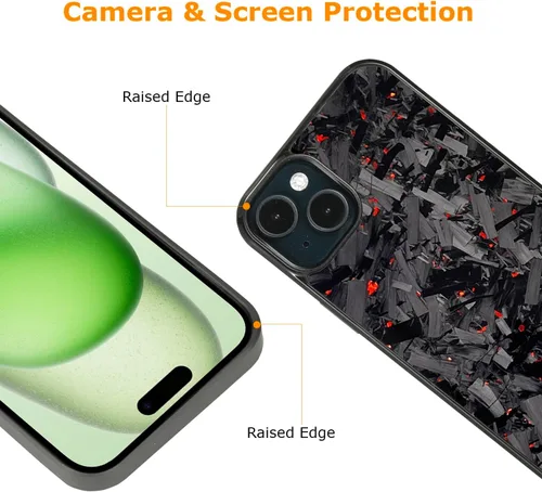 Miniatura 4 de Grip Series - Funda para iPhone 15 con fibra de carbono forjada real, diseño de bordes agarres, compatible con carga inalámbrica, compatible