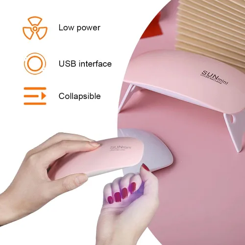 Miniatura 4 de Lámparas LED para uñas de gel, mini luz UV para uñas, lámpara LED portátil de uñas de 6 W, lámpara de gel para secado de uñas para mujeres y niñas
