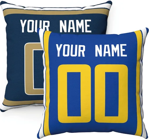 ANTKING Almohada personalizada Los Angeles con cualquier nombre y número para regalo de hombres, mujeres y niños Para Los Ángeles Azul