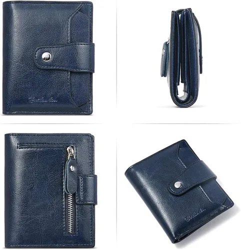 Miniatura 3 de BOSTANTEN - Billetera de cuero para mujer con bloqueo RFID, pequeña, con cremallera, de bolsillo, para tarjetas, con ventana para documento