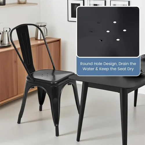 Miniatura 5 de DUMOS Juego de 4 taburetes de bar de altura de mostrador, sillas de comedor apilables de metal de 18 pulgadas, taburetes de bar modernos para isla
