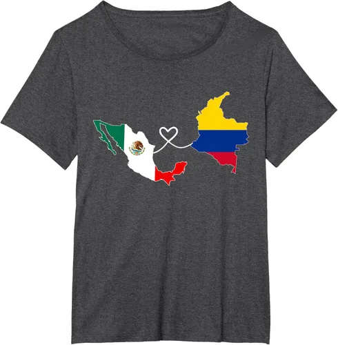 Miniatura 26 de Camiseta Half Colombian Half Mexican Flag Map DNA Mexico Colombia
