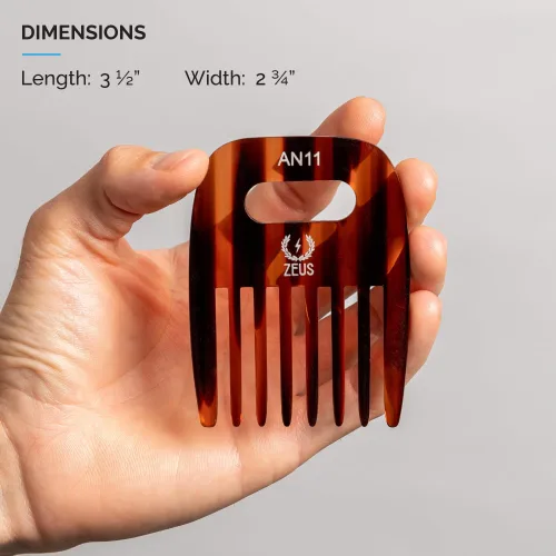 Miniatura 6 de ZEUS Peine desenredante de dientes anchos para cabello rizado, barba, estilos naturales y texturizados (3.5 pulgadas) AN11 Designed to Lift Roots