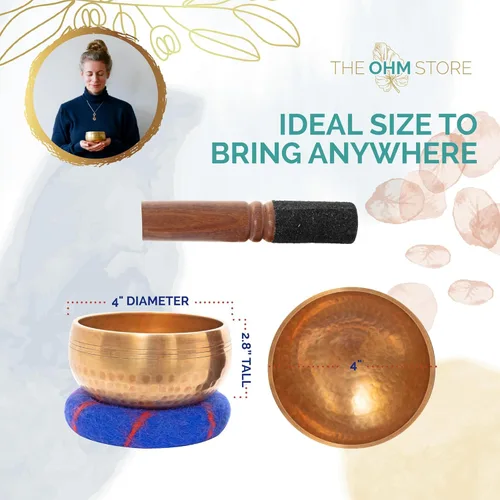 Miniatura 2 de Juego de cuencos tibetanos hechos a mano, cuenco de sonido de 4 pulgadas para meditación, curación de sonido y yoga, instrumento de curación