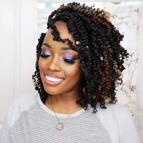 Miniatura 10 de TOYOTRESS Tiana Passion Twist Hair - Cabello Passion Twist de 16 pulgadas, trenzas pretrenzadas de ganchillo negro natural, extensiones de cabello 1b
