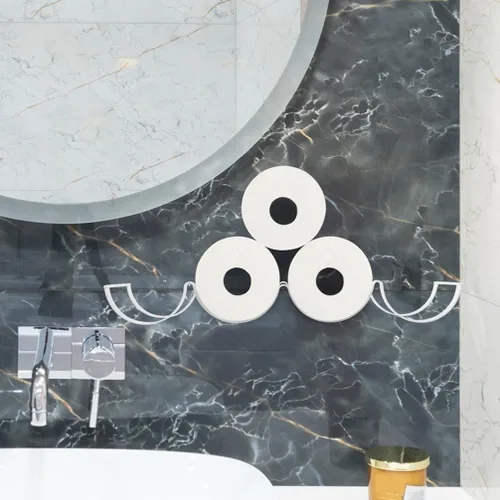 Miniatura 7 de STOBAZA Soporte de papel higiénico en forma de onda, soporte de pared, estante de pañuelos de 14.76 x 4.33 x 2.95 pulgadas, organizador de baño