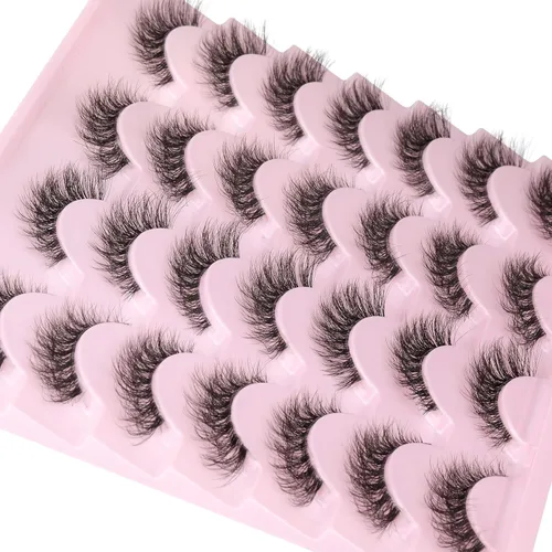 Miniatura 6 de Newcally Pestañas Postizas de Aspecto Natural Pestañas de Visón Voluminosas 3D con Volumen Pestañas Postizas 5D en Tira Pestañas Ojos de Gato