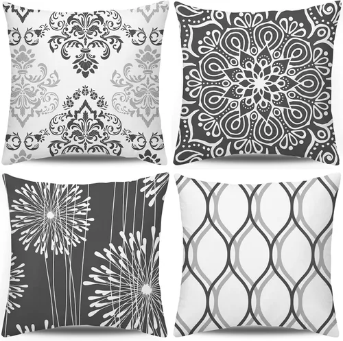 Miniatura 16 de Coliuso Fundas Decorativas para Almohadas de Tiro 16x16 Juego de 4, Azul Moderno Simple Cuadrado Funda de Almohada Cojín para Sofá Sillón