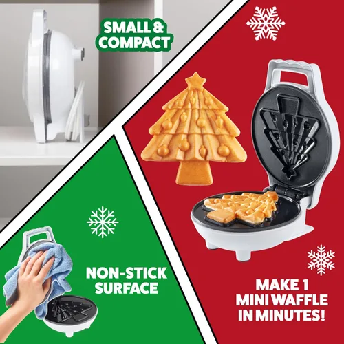 Miniatura 3 de Mini waflera de árbol de Navidad: haz que estas fiestas sean especiales para niños con una bonita waflera de 4 pulgadas, electrodoméstico eléctrico