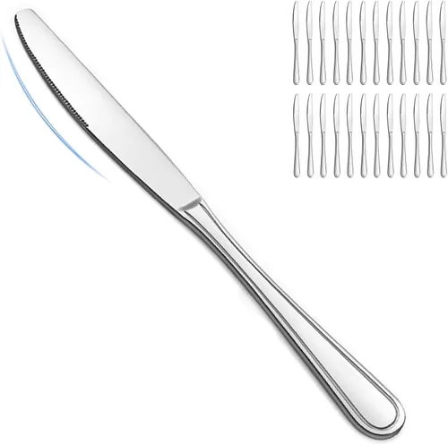 Miniatura 8 de BEWOS - Juego de 24 cuchillos de cena de 9 pulgadas, juego de cuchillos de cena, cuchillo de mantequilla, acero inoxidable de grado alimenticio