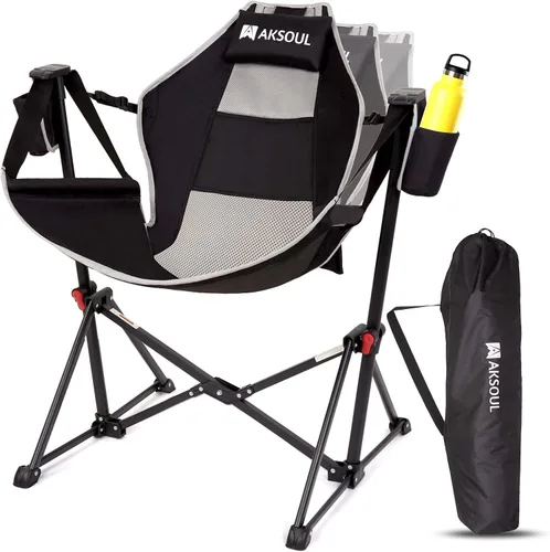 AKSOUL Silla de camping hamaca columpio: sillas plegables y portátiles con bolsa de almacenamiento, capacidad de peso para adultos de 265 libras,