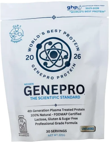 Genepro - Proteína en polvo sin sabor – Nueva fórmula – Sin lactosa, sin gluten y sin OMG Suplemento aislado de suero sin OMG (3ª generación, 30