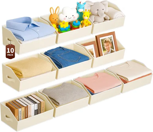 Miniatura 8 de Homsorout Organizadores Grandes de Armario y Contenedores de Almacenamiento - Paquete de 6 Cestas de Almacenamiento Trapecio para Estantes, Cestas