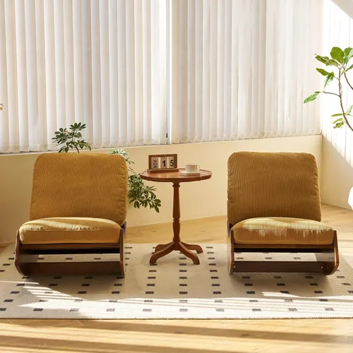Miniatura 7 de HAZO Mecedora para cuarto de bebé, tapizada de tela de pana, con respaldo alto, mecedora, cómoda silla auxiliar individual para sala de estar, Canela