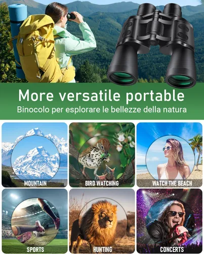 Miniatura 7 de 20x50 prismáticos de alta potencia para adultos, prismáticos claros y duraderos para observación de aves, turismo, observación de vida silvestre