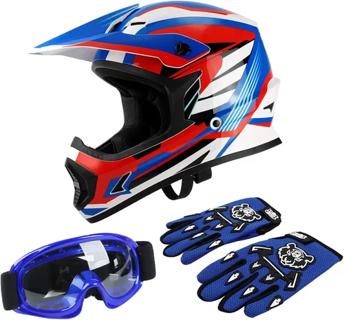 Miniatura 24 de TCT-MOTORPARTS DOT - Casco de motocross para niños y jóvenes, casco de cara completa para motocross, ATV, todoterreno, casco de cuatro ruedas, araña