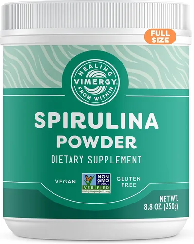 Vimergy Polvo de Espirulina – Proteína Vegetal Concentrada Apoya la Salud Inmune y la Función Cardiovascular – Vegano, Kosher, Sin Gluten – 250g