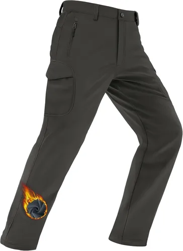 Miniatura 12 de MAGCOMSEN - Pantalones de invierno para hombre, impermeables, con forro polar pantalones tácticos softshell, para snowboard, esquí, con bolsillos