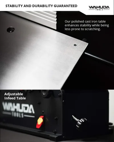 Miniatura 8 de Wahuda Tools Cepilladora - Cepilladora de madera de sobremesa de 6 pulgadas, cepilladora portátil con cabezal de corte en espiral con mesas