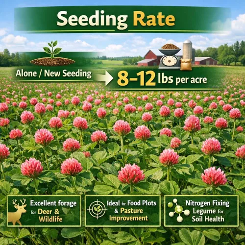 Miniatura 3 de Semilla de trébol rojo – Semilla de forraje y pasto de alto rendimiento, establecimiento rápido, crecimiento multicorte, bolsa de 50 libras – La