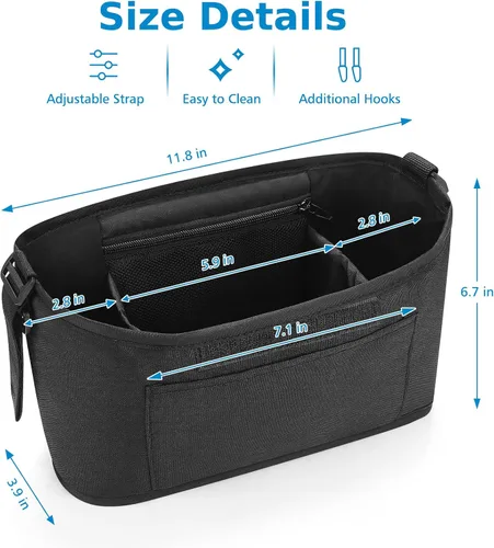 Miniatura 8 de Accmor Organizador universal para cochecito, organizador de bolsa de cochecito, organizador de cochecito, accesorios para Uppababy, Baby Jogger