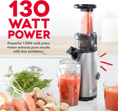 Miniatura 2 de DASH Exprimidor Lento Masticador Compacto Deluxe, Exprimidor de Prensa en Frío Fácil de Limpiar con Cepillo, Taza Medidora de Pulpa, Accesorio