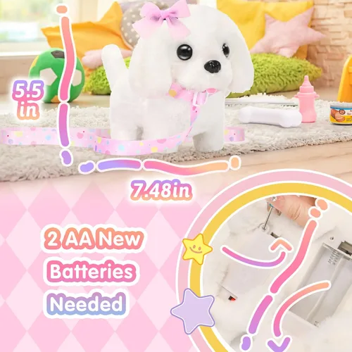 Miniatura 2 de Tagitary - Juguetes de peluche interactivos, juguete de cachorro para niños, juguete electrónico de perro que camina y ladra, cola meneando, juguete
