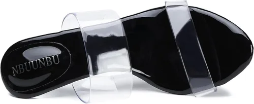 Miniatura 6 de NBUUNBU Tacones transparentes para mujer, tacones negros plateados, con plataforma pequeña, sandalias de tacón alto sexy, sandalias de tacón