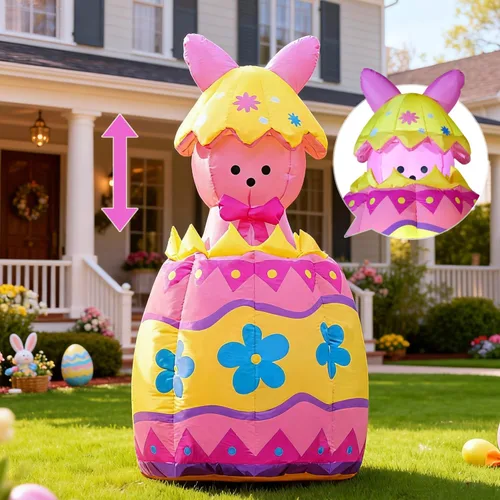 Miniatura 13 de Decoraciones inflables de Pascua para exteriores de 6 pies, con luces LED integradas, decoración de patio, para fiestas de Pascua, al aire libre