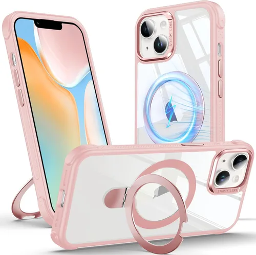 Miniatura 25 de Anqrp Funda transparente con función atril magnética con junta tórica para iPhone 12/12 Pro, compatible con Mag-Safe, de grado militar, reforzada