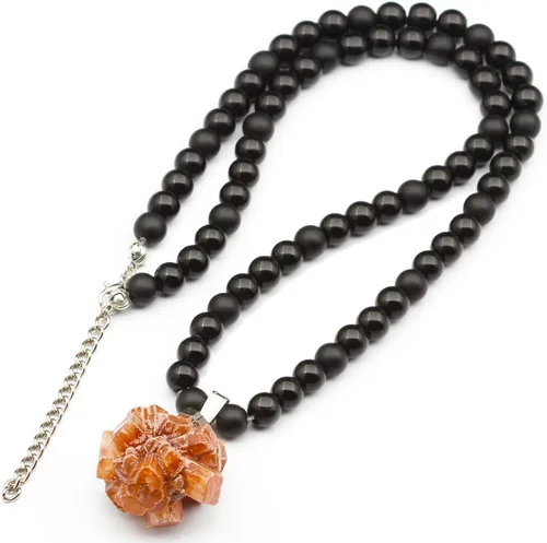 Miniatura 128 de Colgante de turmalina cruda natural, Collar de cuentas de ónix negro genuino, Collar de piedra negra, Collar de piedras preciosas, Cuentas de 0.315
