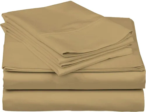 Cotton Home - Juego de sábanas de 4 piezas, tamaño individual, color beige, calidad suave, de lujo, bolsillo profundo de 15 pulgadas y juego de ropa