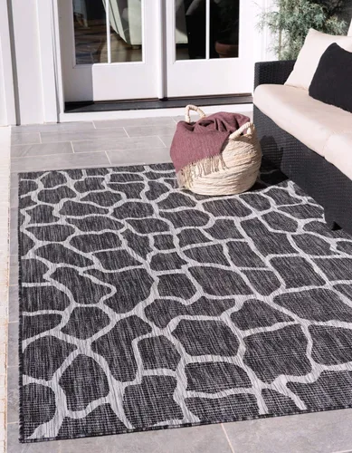 Miniatura 10 de Unique Loom Outdoor Safari Collection - Alfombra de área - Jirafa (2' x 6' 1" camino, azul/gris)