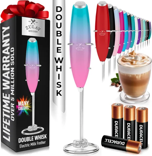 Miniatura 58 de Zulay Kitchen Espumador de leche de mano con pilas Duracell AA – Mezclador eléctrico ultrarrápido y creador de espuma, mezclador de bebidas fácil