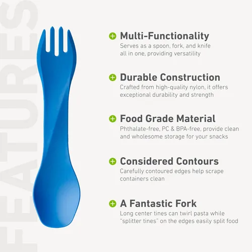 Miniatura 4 de humangear GoBites Uno Utensilios de viaje y campamento Utensilios de comedor portátiles y convertibles Tenedor multifuncional, azul oscuro