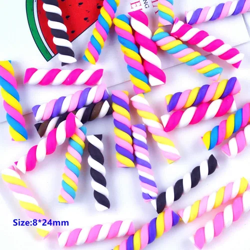 Miniatura 3 de 30 dijes surtidos de limo con forma de corazón, malvavisco, arcoíris, caramelos, rebanadas, botones de parte trasera plana, cabujones