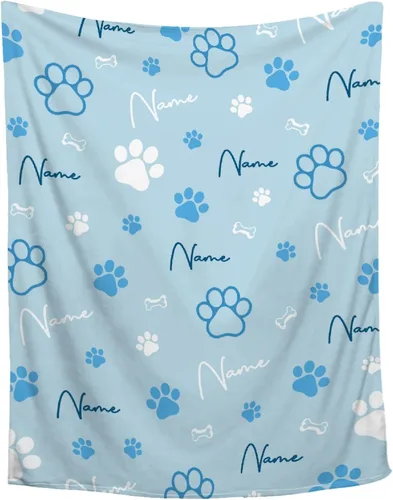 Miniatura 14 de Manta Personalizada de Huellas de Perro con Foto y Nombre para Amantes de Mascotas, Manta Suave de Franela de Vellón Regalo para Amantes de Perros