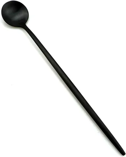 Miniatura 2 de JASHII Juego de 6 cucharas de acero inoxidable 304 negro mate con mango largo, juego de vajilla moderna para el hogar, cocina, regalo de fiesta