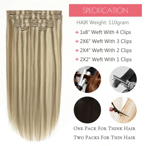 Miniatura 2 de Loxxy Extensiones de cabello humano sin costuras con clip para mujer, ultra invisible, trama de poliuretano, extensiones de cabello con clip