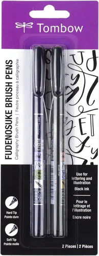 Miniatura 7 de Tombow 56437 Fudenosuke Neon Brush Pen, paquete de 6 bolígrafos de punta dura Fudenosuke en varios colores neón para caligrafía y dibujos artísticos