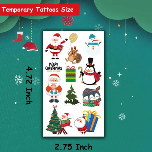 Miniatura 3 de 240 tatuajes temporales de Navidad para niños, 20 hojas de tatuajes falsos de Navidad para niñas y niños, regalos de fiesta de Navidad, decoración