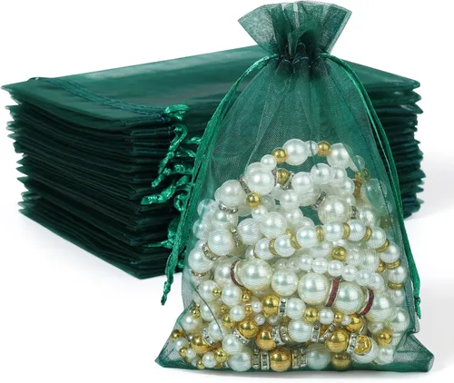 Miniatura 10 de Hopttreely 100 bolsas de organza transparentes premium, bolsas de regalo para bodas blancas, bolsas de joyería de 4 x 4.72 pulgadas para fiestas