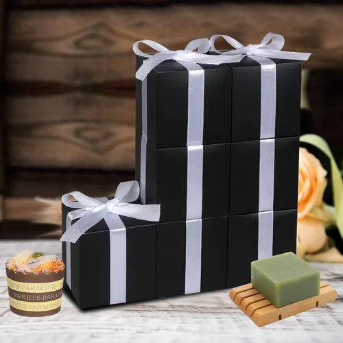 Miniatura 2 de Cajas de regalo negras de 5 x 5 x 5 pulgadas, paquete de 30 cajas de regalo de papel con tapas para regalo, caja de propuesta de dama de honor