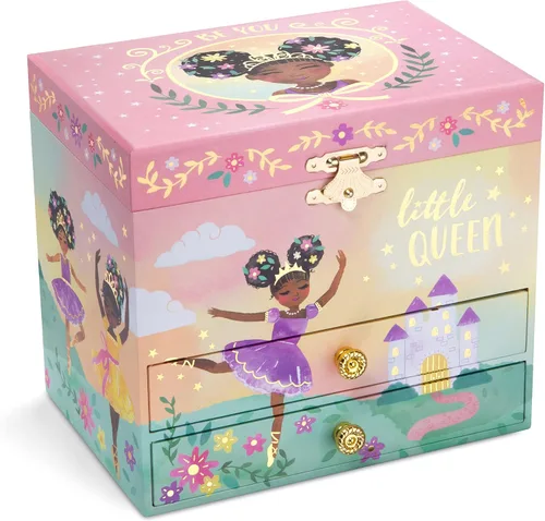 Miniatura 2 de Jewelkeeper Caja de almacenamiento de joyas musicales para niñas con bailarina giratoria, diseño rosa, melodía de lago cisne, caja de joyería