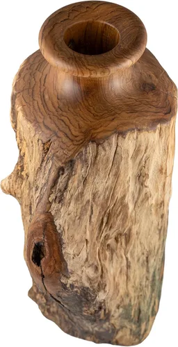 Miniatura 7 de Vitex Pubescens Vahl - Jarrón de madera natural hecho a mano; alto (11.8 pulgadas) x profundidad (5 a 6.5 pulgadas); jarrón de madera único